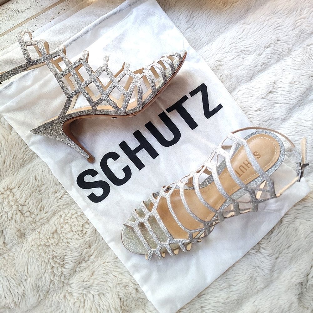 🍒EUC🍒 SCHUTZ GLITTER CAGE HEELS